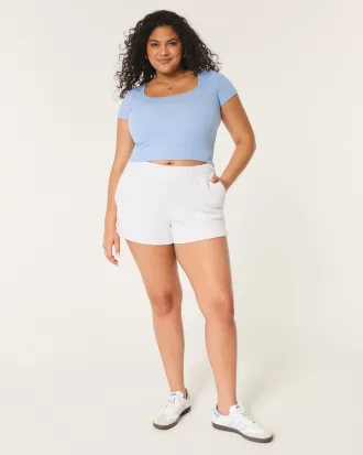 Ribbed Square-Neck Baby Tee,Ribbed Square-Neck Baby Tee