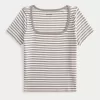 Ribbed Square-Neck Baby Tee,Ribbed Square-Neck Baby Tee