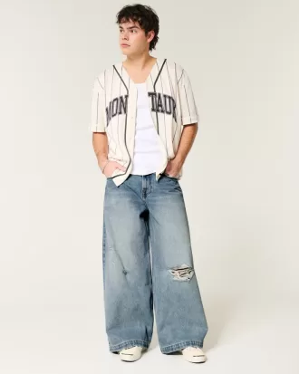 Ripped Light Wash Extreme Baggy Jeans,Ripped Light Wash Extreme Baggy Jeans