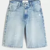 Ripped Light Wash Super Baggy Denim Shorts,Ripped Light Wash Super Baggy Denim Shorts