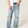 Ripped Medium Wash Baggy Jeans,Ripped Medium Wash Baggy Jeans