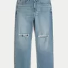 Ripped Medium Wash Baggy Jeans,Ripped Medium Wash Baggy Jeans