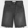 Ripped Washed Black Super Baggy Denim Shorts,Ripped Washed Black Super Baggy Denim Shorts