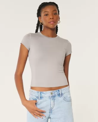 Seamless Fabric Longline Crew Baby Tee,Seamless Fabric Longline Crew Baby Tee