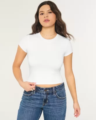 Seamless Fabric Longline Crew Baby Tee,Seamless Fabric Longline Crew Baby Tee