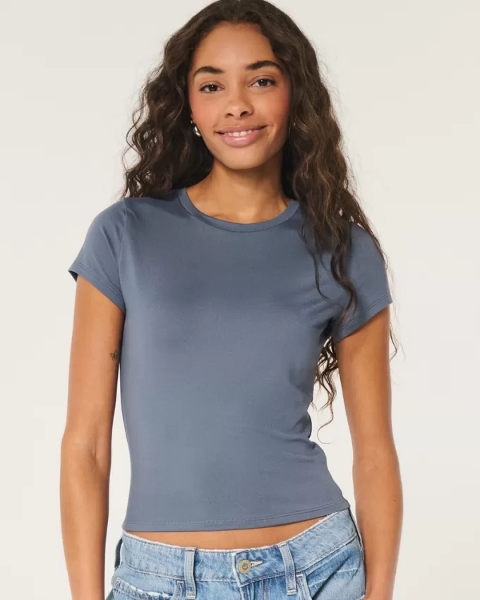 Seamless Fabric Longline Crew Baby Tee,Seamless Fabric Longline Crew Baby Tee