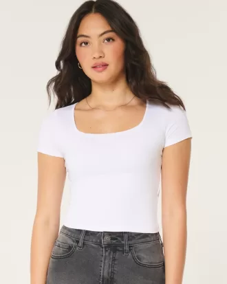 Seamless Fabric Square-Neck Baby Tee,Seamless Fabric Square-Neck Baby Tee