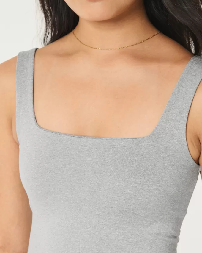 Seamless Fabric Square-Neck Tank,Seamless Fabric Square-Neck Tank