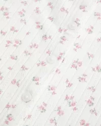 Short-Sleeve Button-Through Pointelle Top,Short-Sleeve Button-Through Pointelle Top