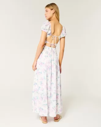 Short-Sleeve Channeled Waist Maxi Dress,Short-Sleeve Channeled Waist Maxi Dress