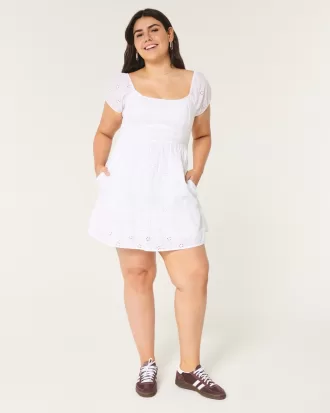 Short-Sleeve Channeled Waist Mini Dress,Short-Sleeve Channeled Waist Mini Dress