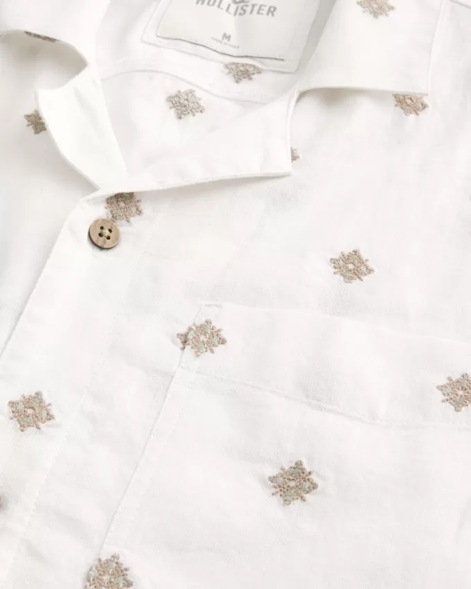 Short-Sleeve Embroidered Pattern Shirt,Short-Sleeve Embroidered Pattern Shirt