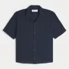Short-Sleeve Linen Blend Boxy Shirt,Short-Sleeve Linen Blend Boxy Shirt