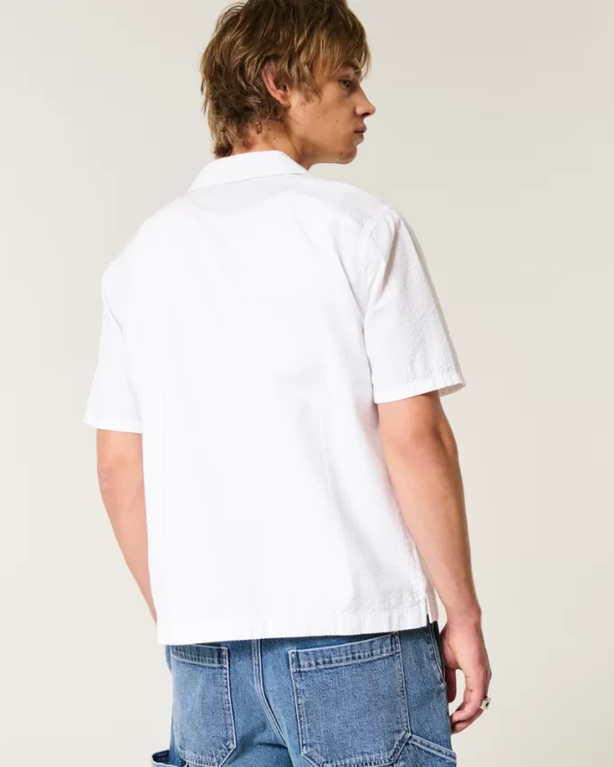 Short-Sleeve Seersucker Shirt,Short-Sleeve Seersucker Shirt
