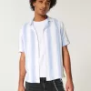 Short-Sleeve Textural Stripe Shirt,Short-Sleeve Textural Stripe Shirt