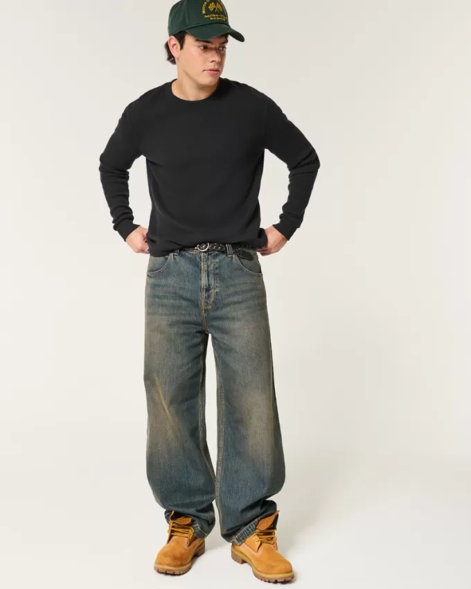 Shrunken Long-Sleeve Waffle Crew T-Shirt,Shrunken Long-Sleeve Waffle Crew T-Shirt