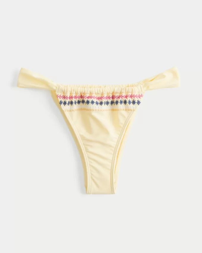 Side Strap Embroidered High-Leg Cheekiest Bikini Bottom,Side Strap Embroidered High-Leg Cheekiest Bikini Bottom