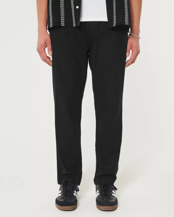 Slim Straight Linen-Blend Pull-On Pants,Slim Straight Linen-Blend Pull-On Pants