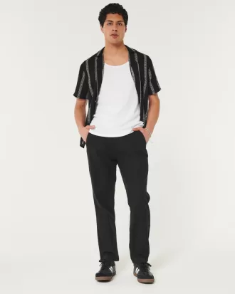 Slim Straight Linen-Blend Pull-On Pants,Slim Straight Linen-Blend Pull-On Pants