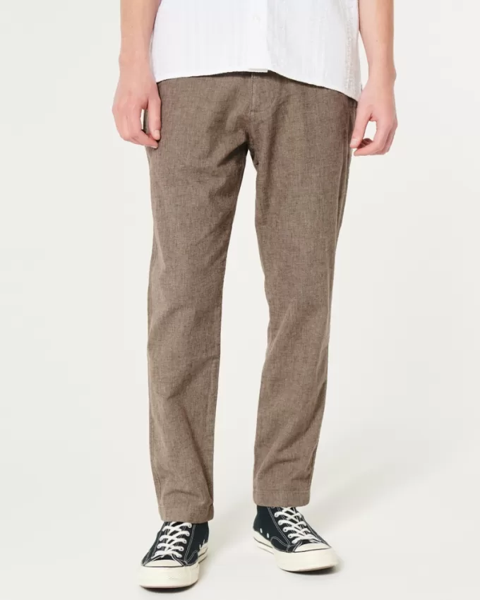 Slim Straight Stretch Linen-Blend Pants,Slim Straight Stretch Linen-Blend Pants