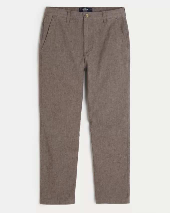 Slim Straight Stretch Linen-Blend Pants,Slim Straight Stretch Linen-Blend Pants