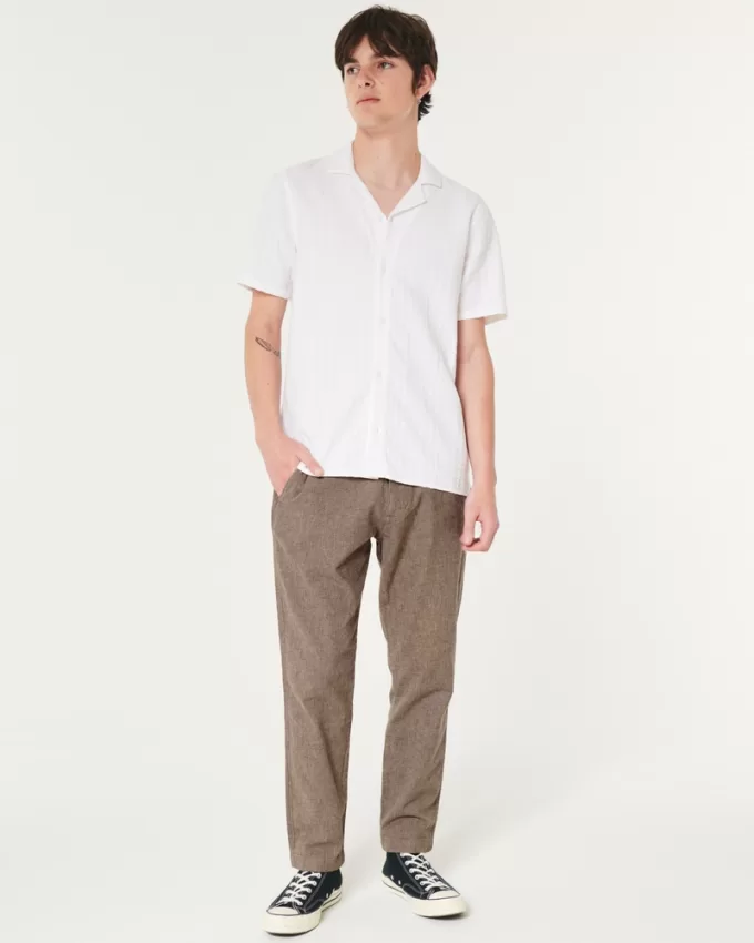 Slim Straight Stretch Linen-Blend Pants,Slim Straight Stretch Linen-Blend Pants