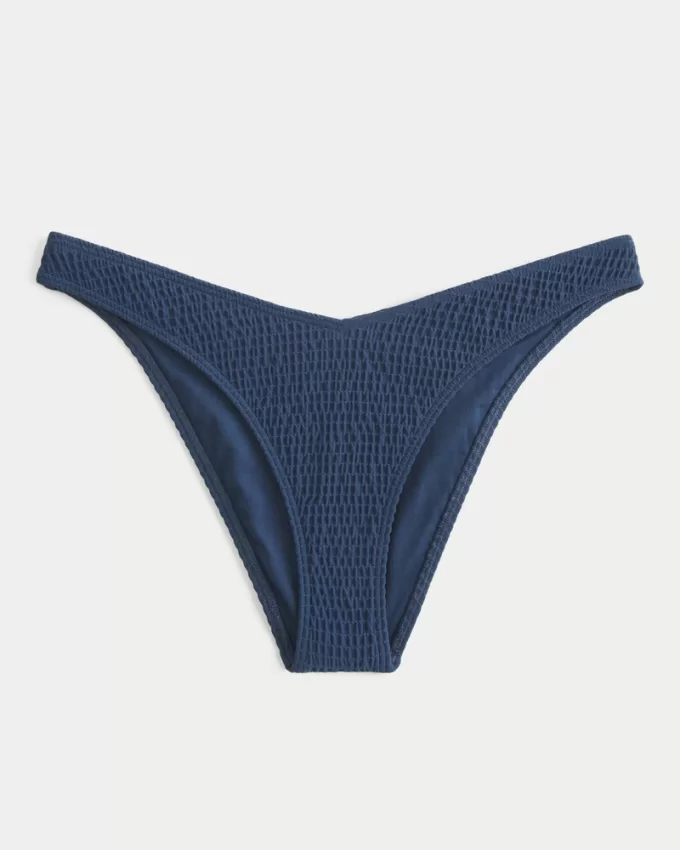 Smocked High-Leg Cheeky Bikini Bottom,Smocked High-Leg Cheeky Bikini Bottom