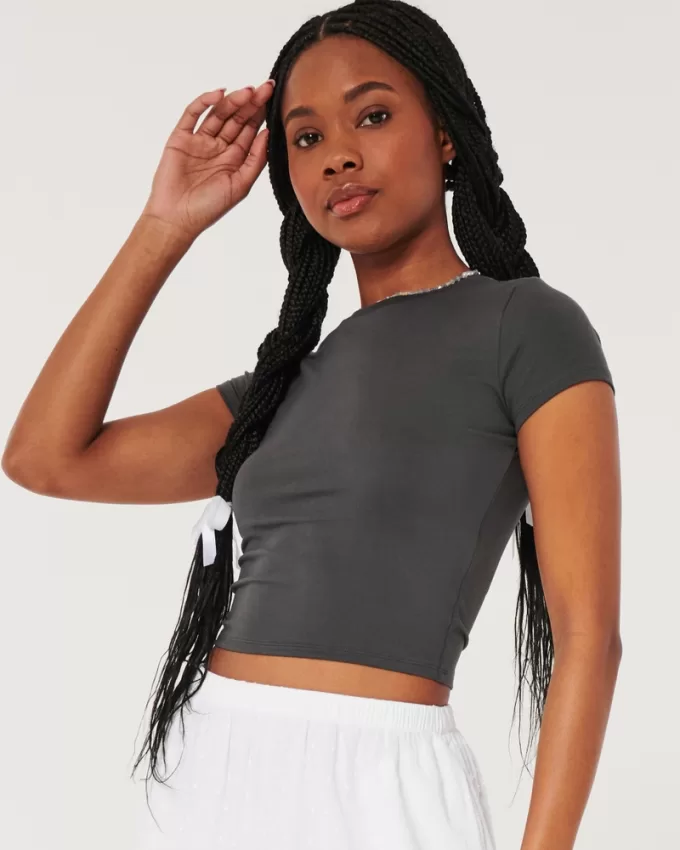 Soft Stretch Seamless Fabric Crew Baby Tee,Soft Stretch Seamless Fabric Crew Baby Tee