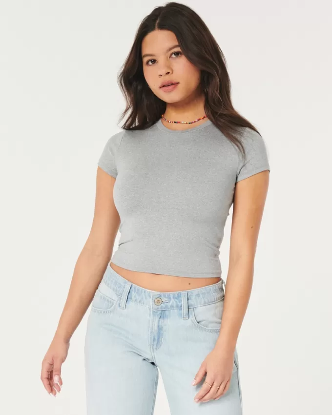 Soft Stretch Seamless Fabric Crew Baby Tee,Soft Stretch Seamless Fabric Crew Baby Tee