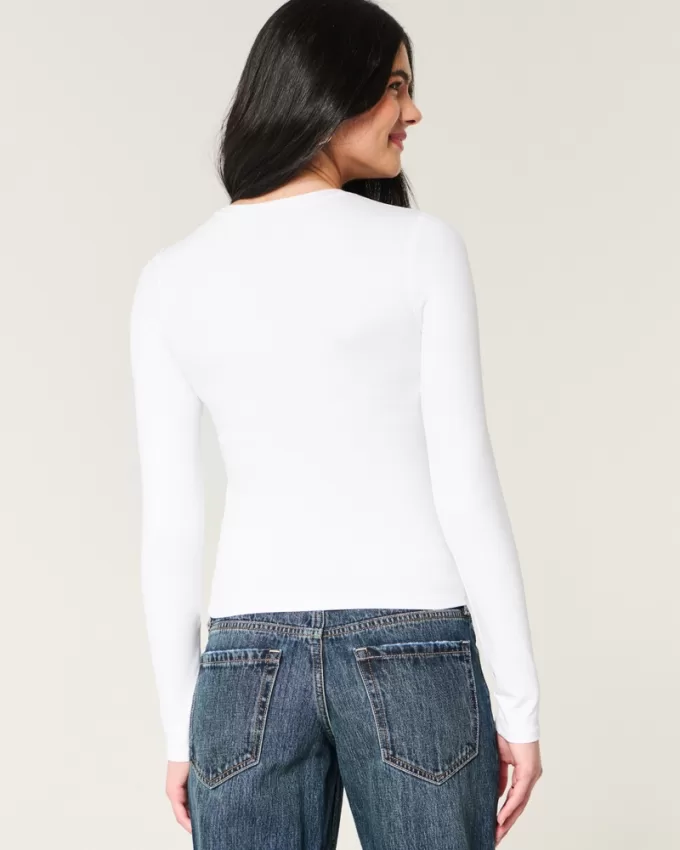 Soft Stretch Seamless Fabric Crew Top,Soft Stretch Seamless Fabric Crew Top