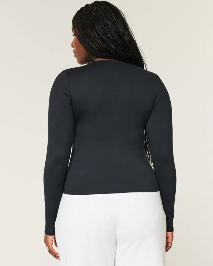 Soft Stretch Seamless Fabric Crew Top,Soft Stretch Seamless Fabric Crew Top