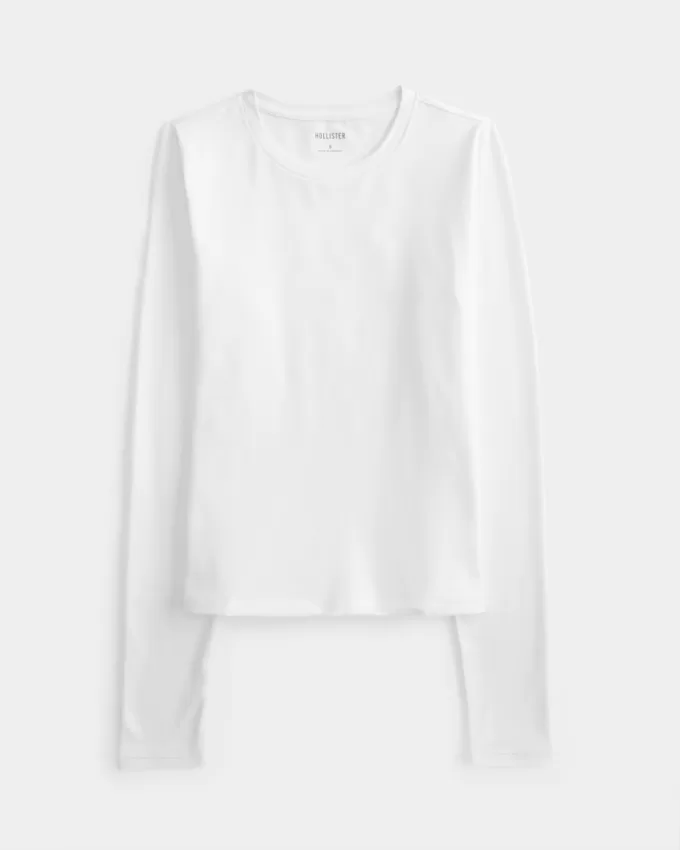 Soft Stretch Seamless Fabric Crew Top,Soft Stretch Seamless Fabric Crew Top