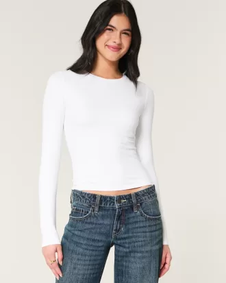 Soft Stretch Seamless Fabric Crew Top,Soft Stretch Seamless Fabric Crew Top