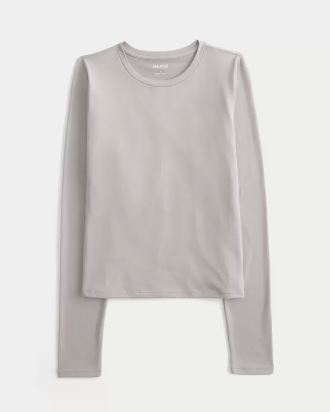 Soft Stretch Seamless Fabric Crew Top,Soft Stretch Seamless Fabric Crew Top