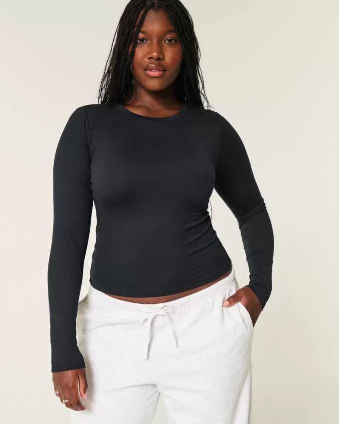 Soft Stretch Seamless Fabric Crew Top,Soft Stretch Seamless Fabric Crew Top