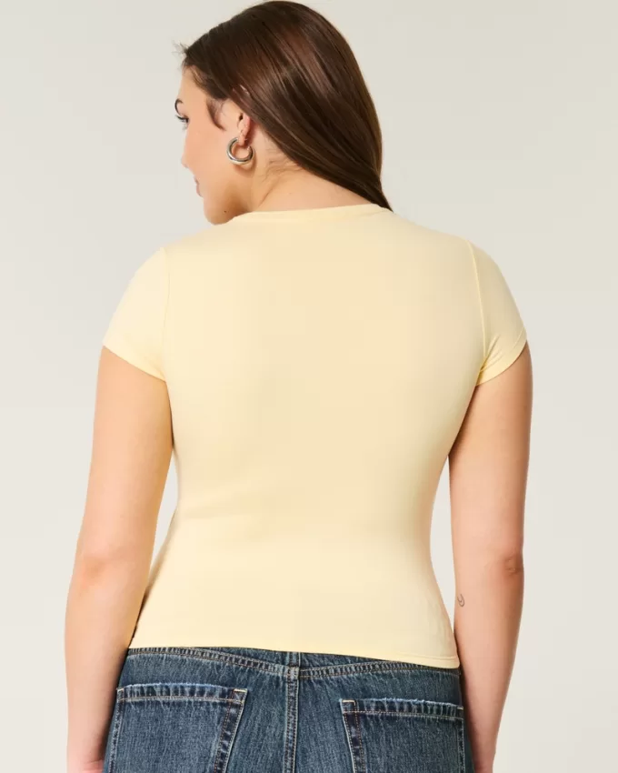 Soft Stretch Seamless Fabric Longline Baby Tee,Soft Stretch Seamless Fabric Longline Baby Tee