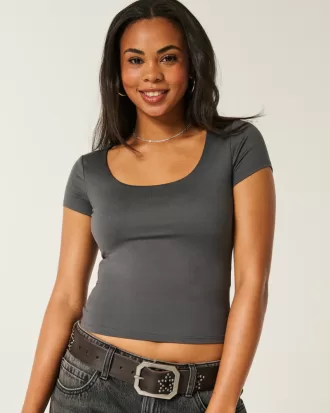 Soft Stretch Seamless Fabric Scoop Top,Soft Stretch Seamless Fabric Scoop Top