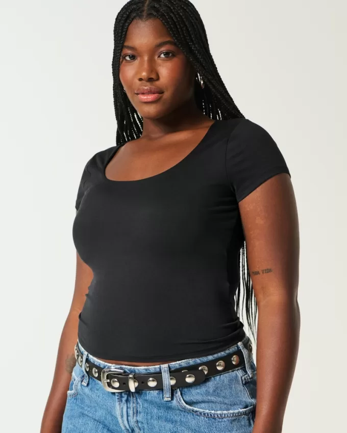 Soft Stretch Seamless Fabric Scoop Top,Soft Stretch Seamless Fabric Scoop Top