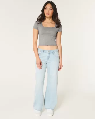 Soft Stretch Seamless Fabric Square-Neck Baby Tee,Soft Stretch Seamless Fabric Square-Neck Baby Tee