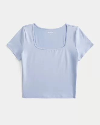 Soft Stretch Seamless Fabric Square-Neck Baby Tee,Soft Stretch Seamless Fabric Square-Neck Baby Tee