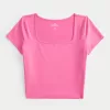 Soft Stretch Seamless Fabric Square Neck Baby Tee,Soft Stretch Seamless Fabric Square Neck Baby Tee
