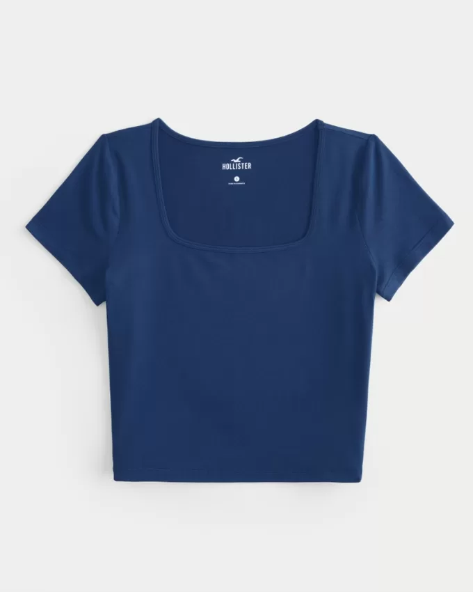 Soft Stretch Seamless Fabric Square Neck Baby Tee,Soft Stretch Seamless Fabric Square Neck Baby Tee