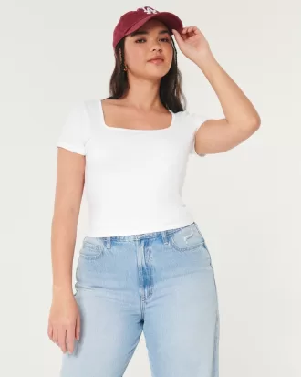 Soft Stretch Seamless Fabric Square Neck Baby Tee,Soft Stretch Seamless Fabric Square Neck Baby Tee