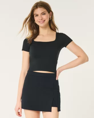 Soft Stretch Seamless Fabric Square Neck Baby Tee,Soft Stretch Seamless Fabric Square Neck Baby Tee