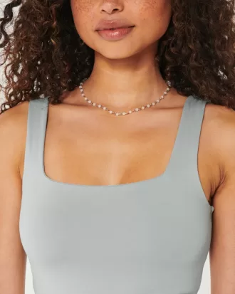 Soft Stretch Seamless Fabric Square-Neck Tank,Soft Stretch Seamless Fabric Square-Neck Tank