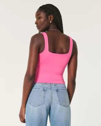 Soft Stretch Seamless Fabric Square-Neck Tank,Soft Stretch Seamless Fabric Square-Neck Tank