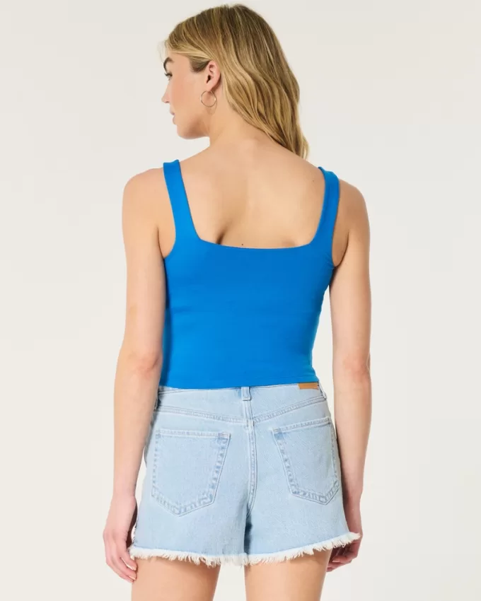 Soft Stretch Seamless Fabric Square-Neck Tank,Soft Stretch Seamless Fabric Square-Neck Tank