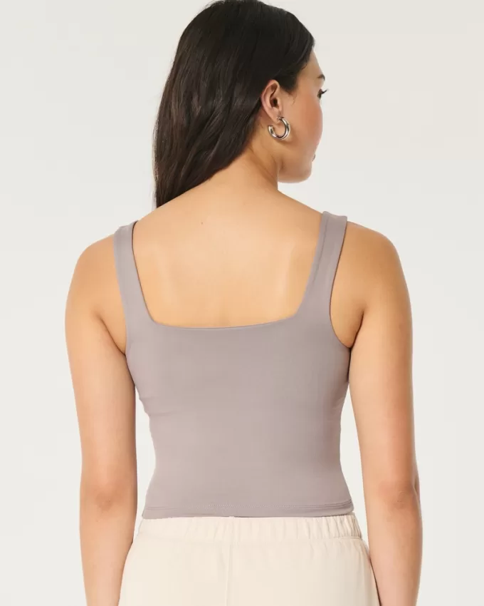 Soft Stretch Seamless Fabric Square-Neck Tank,Soft Stretch Seamless Fabric Square-Neck Tank