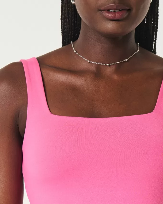 Soft Stretch Seamless Fabric Square-Neck Tank,Soft Stretch Seamless Fabric Square-Neck Tank