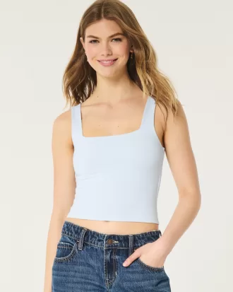 Soft Stretch Seamless Fabric Square-Neck Tank,Soft Stretch Seamless Fabric Square-Neck Tank